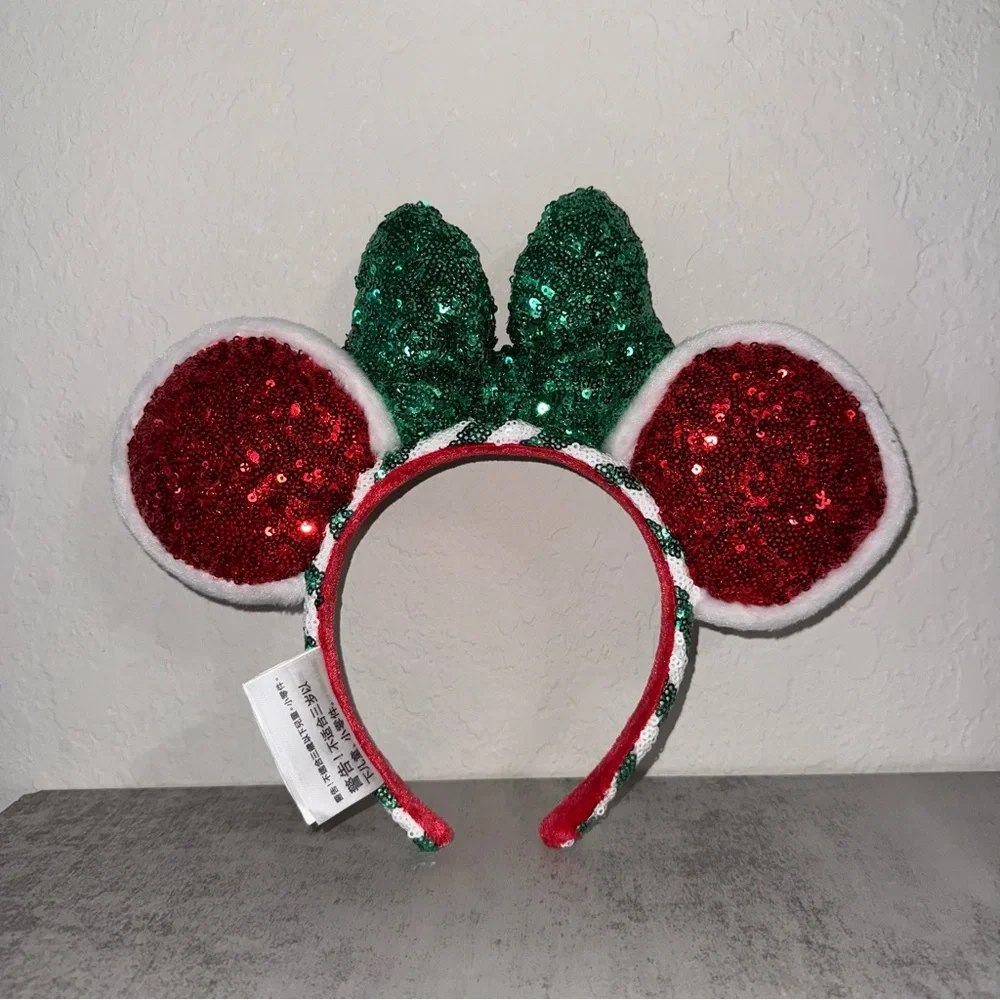 Disney Parks Peppermint Candy Cane Minnie Ears Headband - Picture 2 of 4